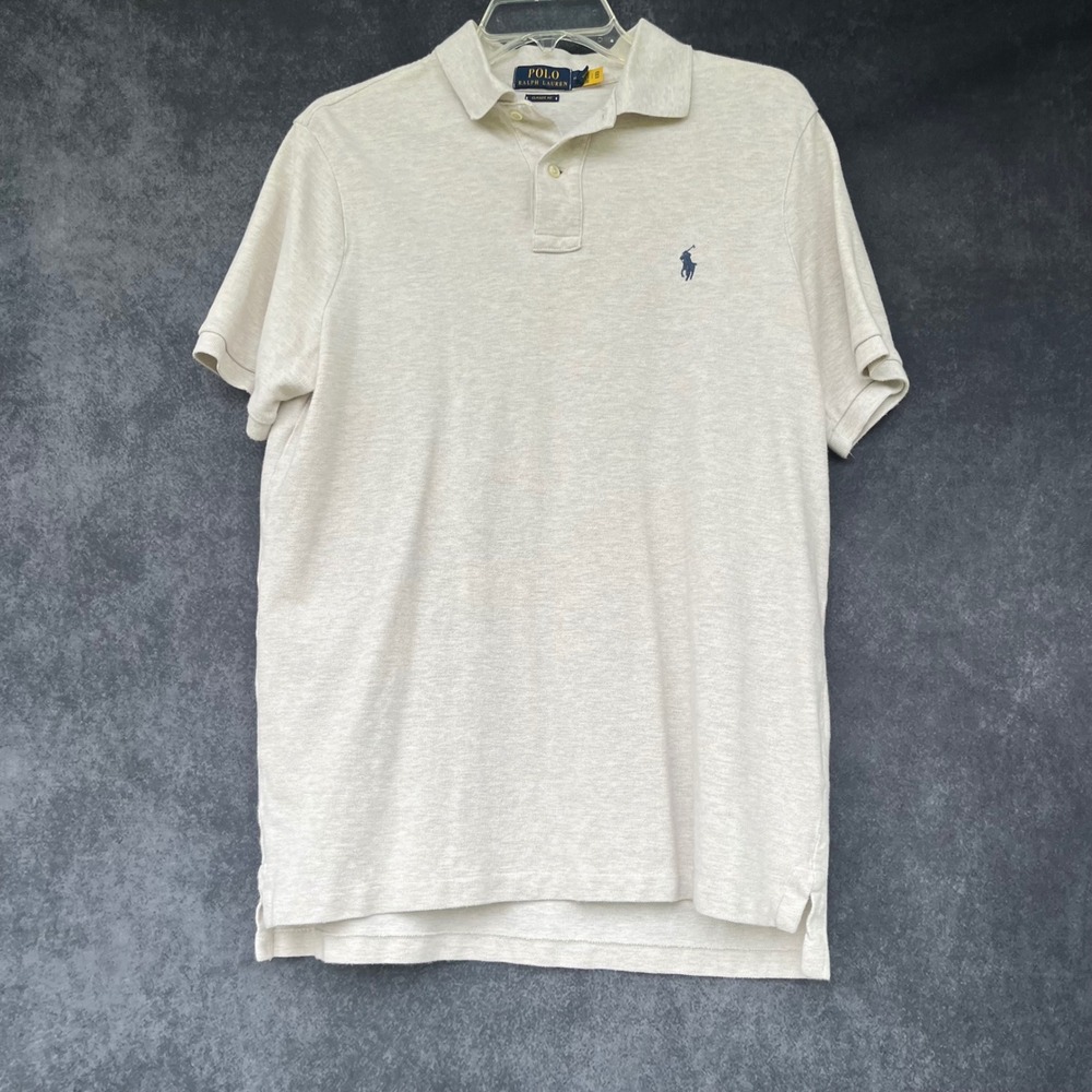 Polo Ralph Lauren Mens Pony Classic Fit Polo Shirt Oatmeal Heather Beige Size M